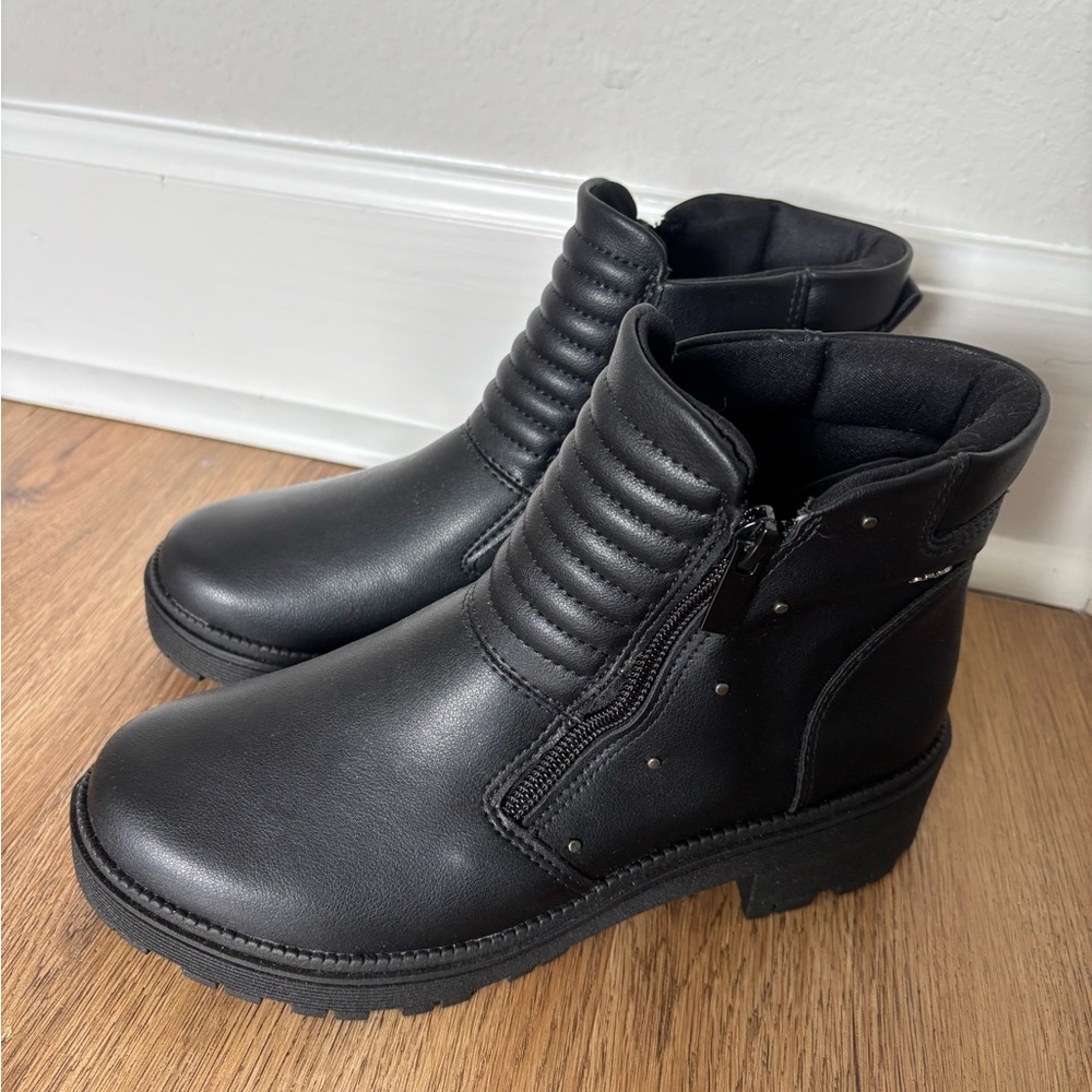 Faux Leather Black Boots